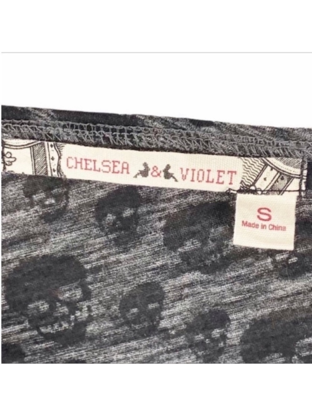CHELSEA & VIOLET Skulls cowl neck top S - Picture 8 of 10